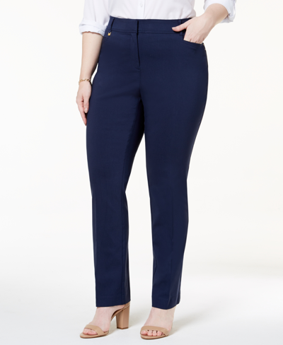 Jm Collection Plus & Petite Plus Size Tummy Control Curvy-fit Pants, Created For Macy's In Intrepid Blue