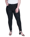 Seven7 Plus Size Coated Tonal Printed Skinny Mid-rise Jean In Black