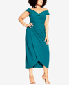 City Chic Ripple Love Off The Shoulder Maxi Dress In Turquoise