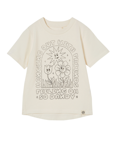 Cotton On Little Girls Short Sleeves Jersey T-shirt In Dark Vanilla/hanging With Friends