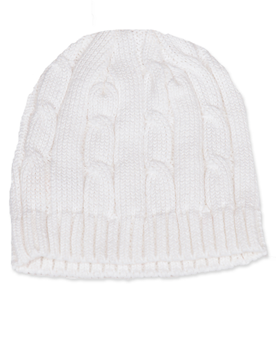 Baby Mode Signature Baby Boys And Girls Cable Knit Beanie Hat In White