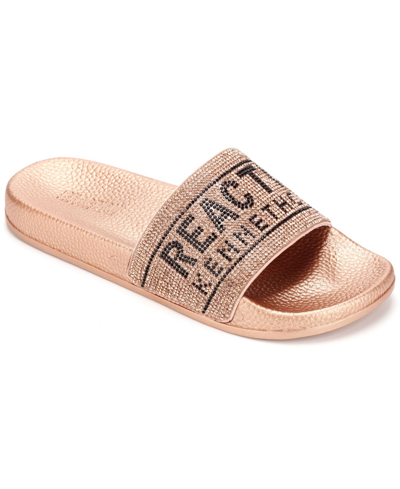 Kenneth Cole Reaction Women's Screen Jewl Slides Flat Sandals Women's Shoes In Gold