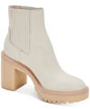 Dolce Vita Caster Womens Ankle Round Toe Chelsea Boots In Ivory Leather