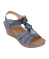Gc Shoes Women's Beck Flower Detail Wedge Sandals In Navy
