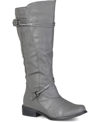 Journee Collection Women's Harley Extra Wide Calf Rouched Knee High Boots In Grey
