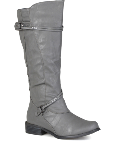 JOURNEE COLLECTION WOMEN'S HARLEY WIDE CALF ROUCHED KNEE HIGH BOOTS