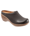 Softwalk Madison Clog In Dark Grey Leather