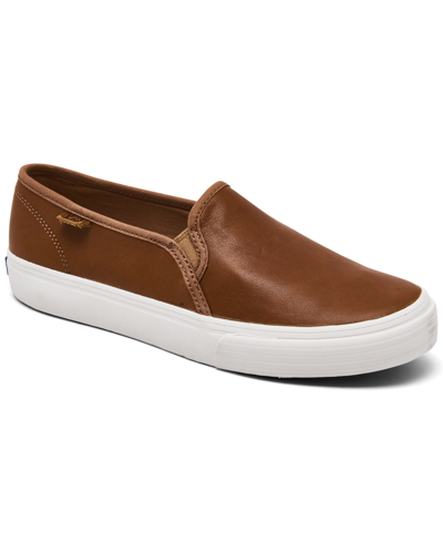 Keds Women's Double Decker Leather Sneakers From Finish Line In Cognac