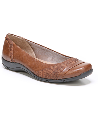 Lifestride Dig Snake Embossed Flat In Tan Faux Leather