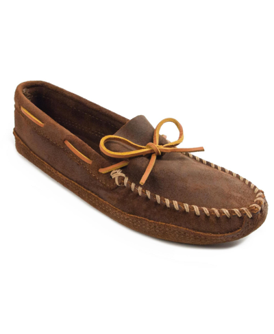 Minnetonka Men's Double Bottom Softsole Moccasin Loafers Men's Shoes In Brown