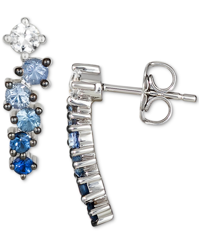 Le Vian Denim Ombre (5/8 Ct. T.w.) & White Sapphire (1/5 Ct. T.w.) Stud Earrings In 14k White Gold