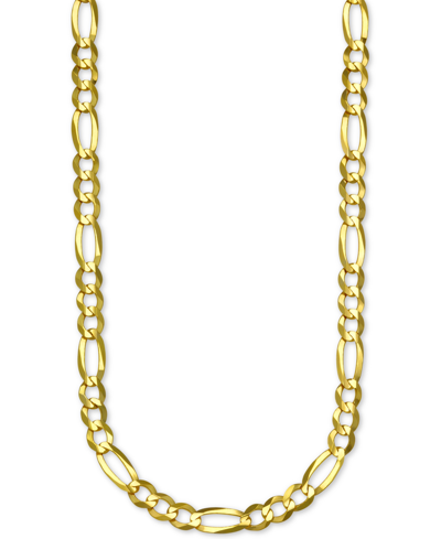 Italian Gold Figaro Link 28" Chain Necklace (5mm) In Solid 14k Gold