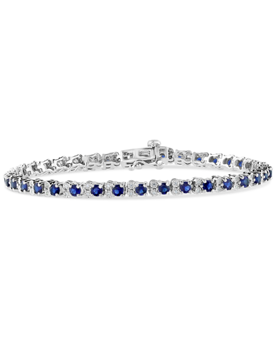 Effy Collection Effy Sapphire (3-7/8 Ct. T.w) & Diamond (1/4 Ct. T.w.) Tennis Bracelet In Sterling Silver (also Avai