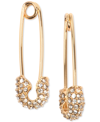 Karl Lagerfeld Gold-tone Pave Safety Pin Drop Earrings In Gold