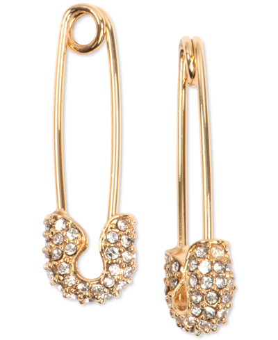 Karl Lagerfeld Gold-tone Pave Safety Pin Drop Earrings