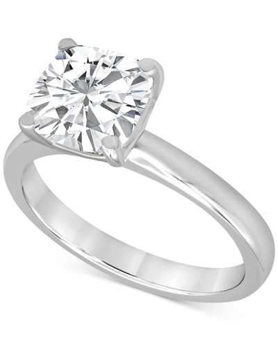 Badgley Mischka Certified Lab Grown Cushion-cut Diamond Solitaire Engagement Ring (3 Ct. T.w.) In 14k Gold In White Gold