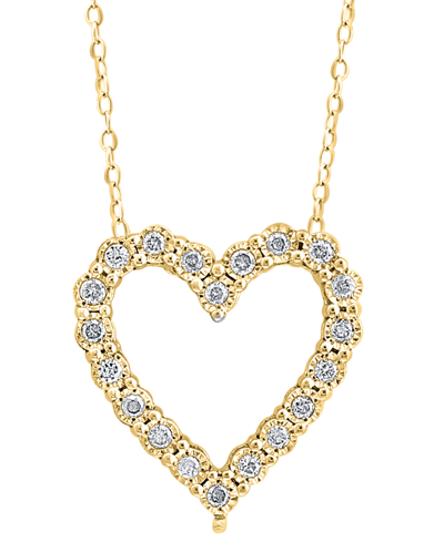 Effy Collection Effy Diamond Heart 18" Pendant Necklace (1/4 Ct. T.w.) In Sterling Silver Or 14k Gold-plated Sterlin In Gold-plated Sterling Silver