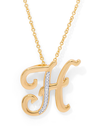 Macy's Diamond Accent Initial Pendant Necklace 18" In Gold Plate Or Rose Gold Plate In Gold H
