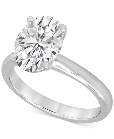 Badgley Mischka Certified Lab Grown Diamond Oval-cut Solitaire Engagement Ring (3 Ct. T.w.) In 14k White Gold