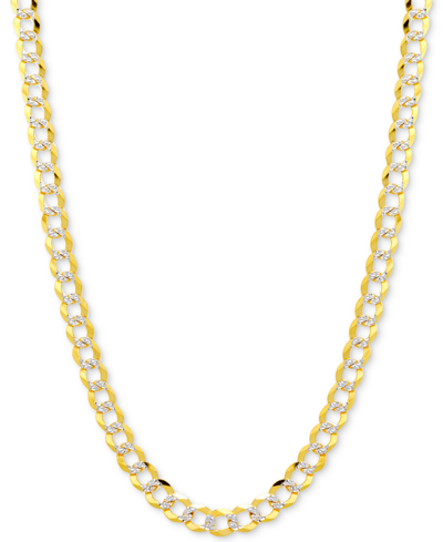ITALIAN GOLD 22" TWO-TONE OPEN CURB LINK CHAIN NECKLACE IN SOLID 14K GOLD & WHITE GOLD