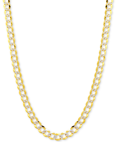 ITALIAN GOLD 22" TWO-TONE OPEN CURB LINK CHAIN NECKLACE (3-5/8MM) IN SOLID 14K GOLD & WHITE GOLD