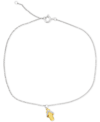 Macy's Diamond Accent Flip-flop Sandal Ankle Bracelet In Sterling Silver & 14k Gold-plate In Sterling Silver Gold-plate