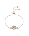 DISNEY TWO-TONE ROSE GOLD FLASH-PLATED CRYSTAL AND IMITATION MOTHER OF PEARL MINNIE MOUSE ADJUSTABLE BOLO B