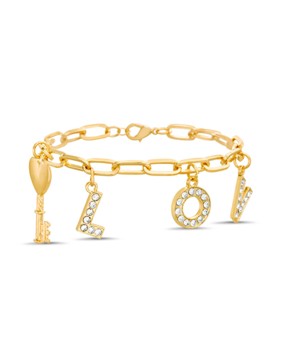 Kensie Love Dangle Charm Bracelet In Yellow Gold-tone