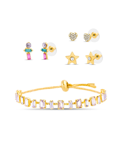 Kensie Rhinestone Bracelet And Stud Earring Set In Multi