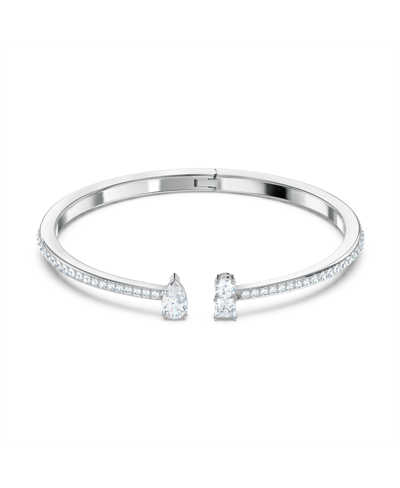 Swarovski Attract Mixed Crystal Cuff Bracelet In Silver Tone In White