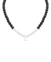 MACY'S ONYX BEAD INITIAL 18" PENDANT NECKLACE IN STERLING SILVER