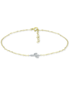 Giani Bernini Cubic Zirconia Cactus Ankle Bracelet, Created For Macy's In Gold Over Silver