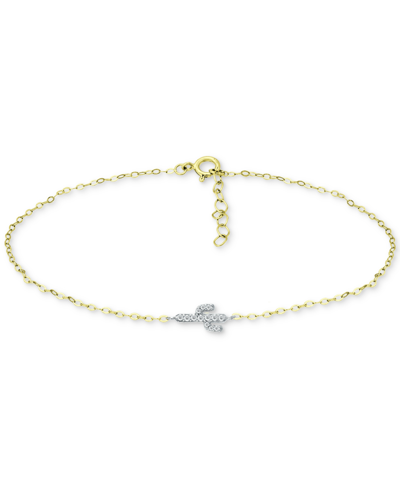 Giani Bernini Cubic Zirconia Cactus Ankle Bracelet, Created For Macy's In Gold Over Silver