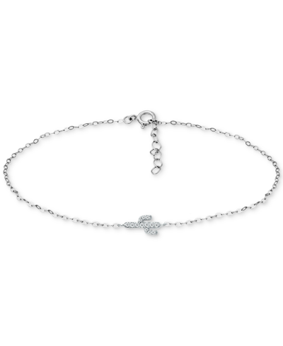 Giani Bernini Cubic Zirconia Cactus Ankle Bracelet, Created For Macy's In Sterling Silver