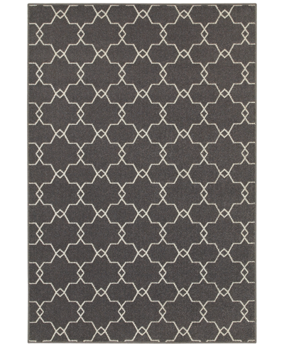 Jhb Design Closeout!  Soleil Jagged Charcoal 6'7" X 9'6" Indoor/outdoor Area Rug