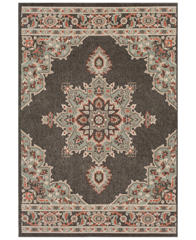 Surya Alfresco Alf-9671 Black 7'6" X 10'9" Area Rug, Indoor/outdoor