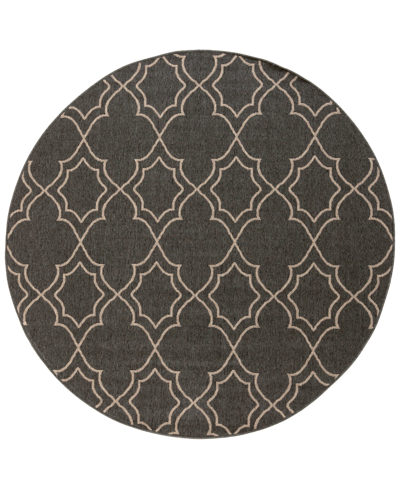 Surya Alfresco Alf-9590 Black 8'9" Round Area Rug, Indoor/outdoor