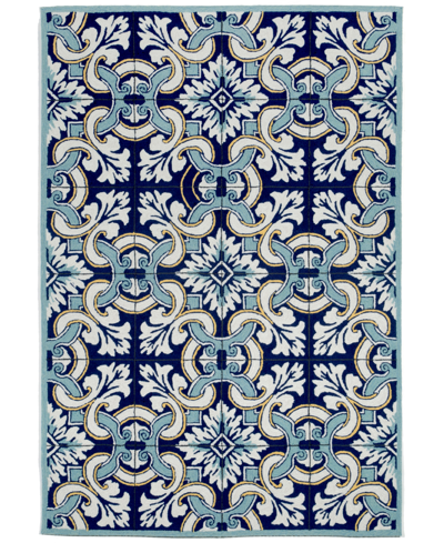 Liora Manne Ravella 2253 Floral Tile Blue 5' X 7'6" Indoor/outdoor Area Rug