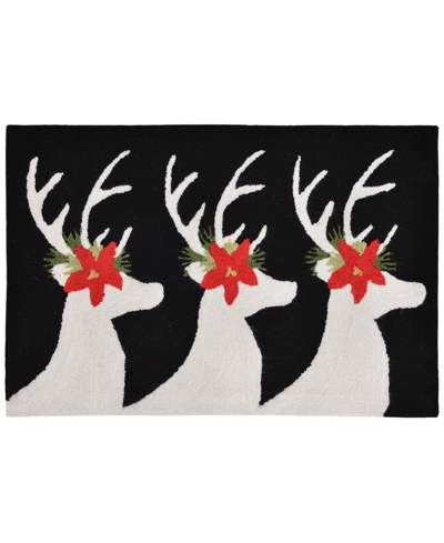 Liora Manne Front Porch Indoor/outdoor Reindeer Black 2' X 3' Area Rug