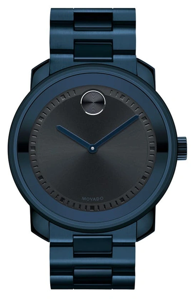 Movado Bold Large Watch With Navy Dial, 42.5mm In Black/navy