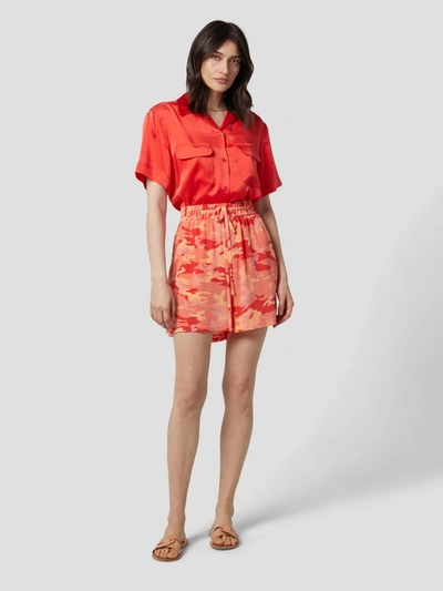 Equipment Amaia Short-sleeve Button-down Shirt In Red Hibiscus