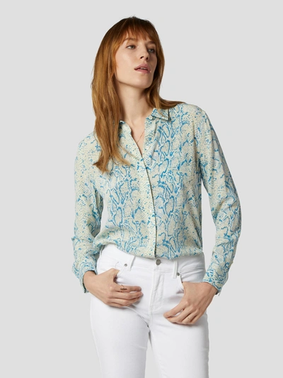 Equipment Leema Python-print Washed Silk Shirt In Mediterranean Blue Multi