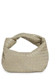 Bottega Veneta Teen Jodie Intrecciato Leather Hobo In Travertine