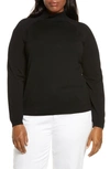 Lafayette 148 Matte Crepe Turtleneck Sweater In Black