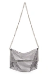 Saint Laurent Fanny Medium Crystal Netted Shoulder Bag In Nero
