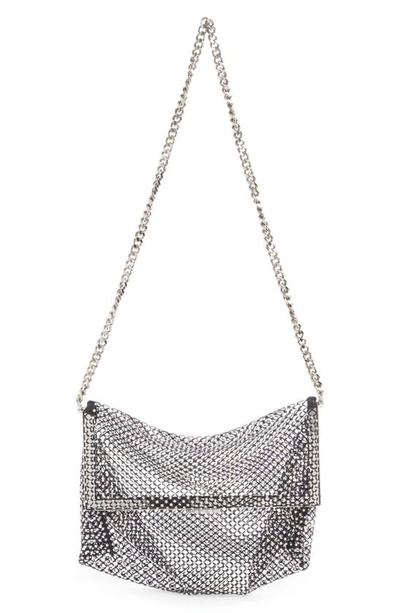 Saint Laurent Fanny Medium Crystal Netted Shoulder Bag In Nero