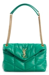 Saint Laurent Medium Loulou Puffer Quilted Leather Crossbody Bag In New Vert Praire