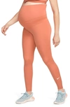 Nike Maternity Performance Leggings In Madder Root/white