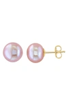 Effy 14k Yellow Gold 11mm Cultured Freshwater Pearl Stud Earrings In Pink