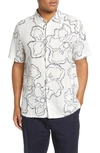 Ted Baker Arnica Revere Magnolia Print Linen Button-up Shirt In White